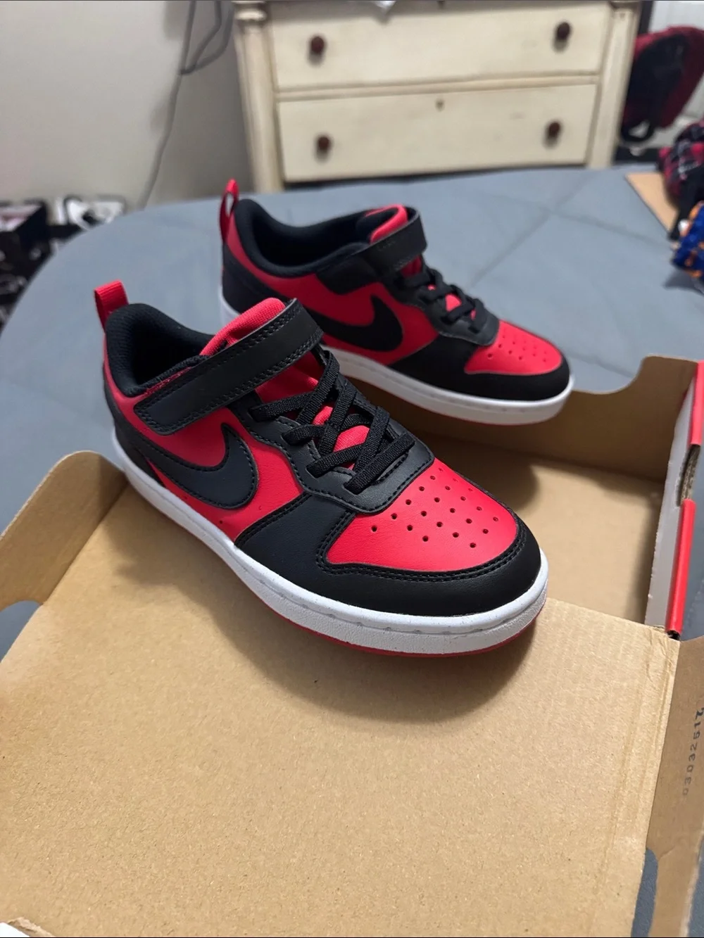 Nike Kids Black and Red Velcro Strap Sneakers